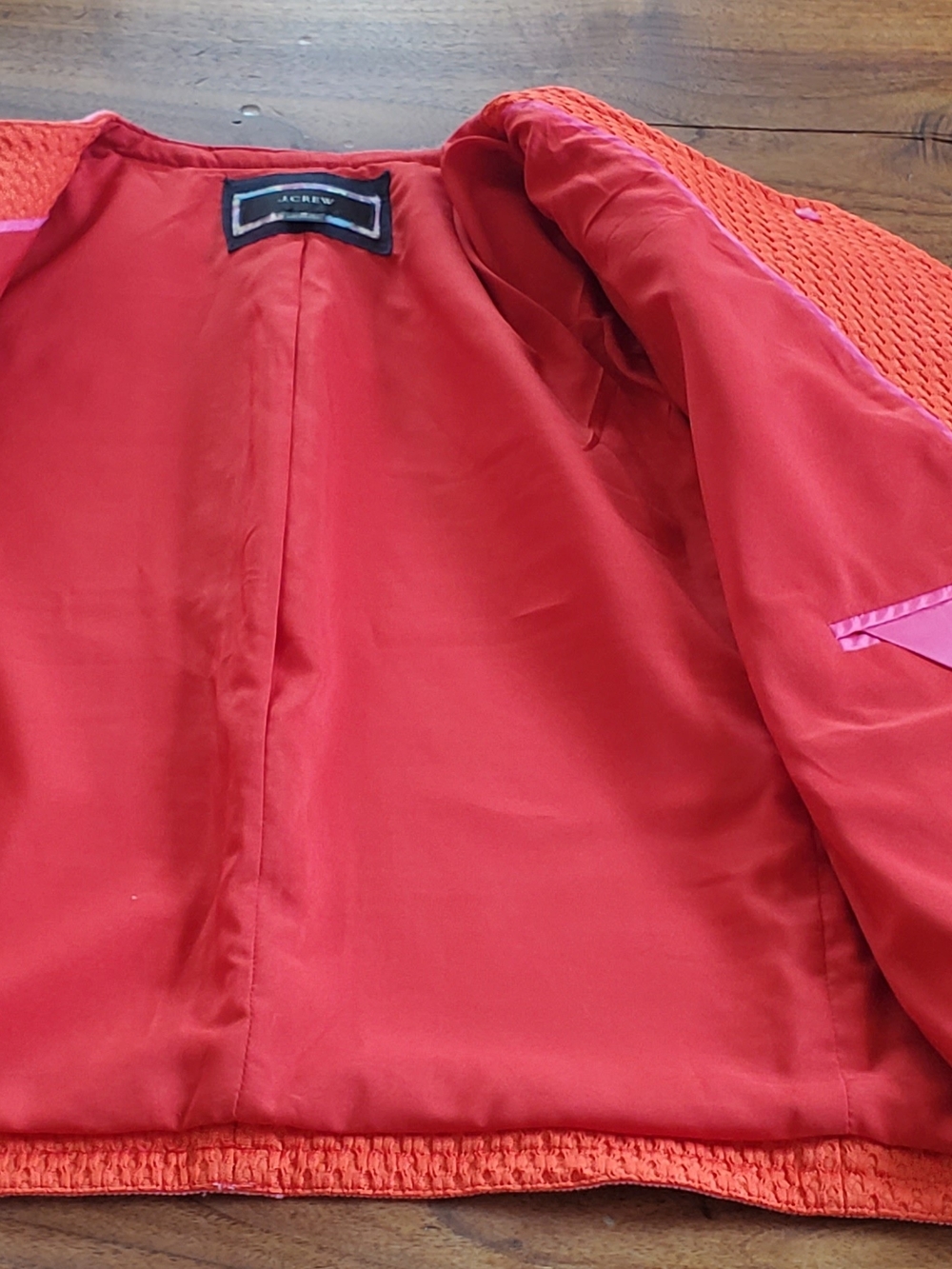 J. Crew Jcrew Womens Orange Quilted Jacket with Pink Grograin Trim Size 6 - Picture 9 of 10